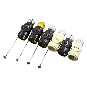 1 шт. Белый Черный Бакелитовый Американский выключатель с цепочкой E26, адаптер для розетки с 2 розетками переменного тока