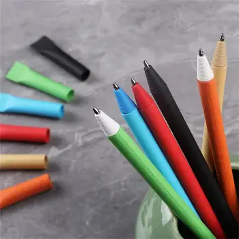 10шт Шариковая ручка 0,7 мм, Натуральная Крафт-бумага, Гладкая накладка для письма, Разные цвета, экологичная рекламная ручка, Школьная подставка
