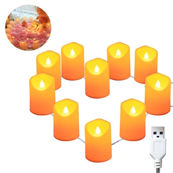 15M LED Имитация Блестящих Струнных Фонарей USB Беспламенные Свечи Лампы Романтический Теплый Белый Свет Предложение Для Декора Вечеринки