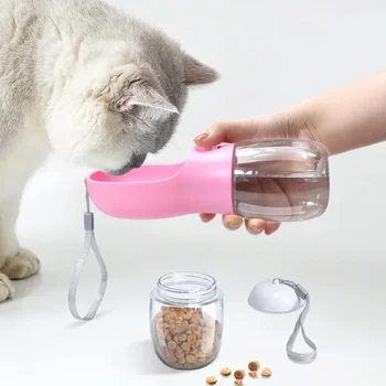 2 в 1 300 мл Портативный пищевой материал Для собак и кошек Дорожная Бутылка для воды для домашних животных с дозатором для еды