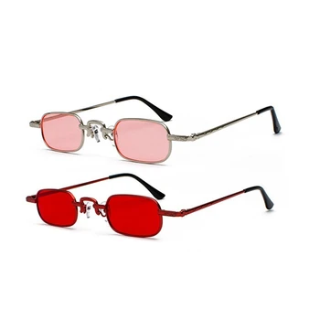 2 предмета Ретро-панк-очки Прозрачные квадратные солнцезащитные очки Женские Ретро-солнцезащитные очки Мужские В металлической оправе - Розовый + Серебристый и красный