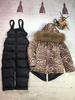 2022 Зимняя Куртка и брюки, Детские пуховики, комплект верхней одежды из меха Енота, зимний костюм для мальчиков, детский костюм на утином пуху, пальто с капюшоном для девочек