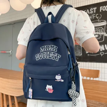 2022 Новый Простой нейлоновый женский рюкзак, дорожная сумка с надписью Kawaii для девочек-подростков, милый школьный ранец, женский однотонный рюкзак для книг