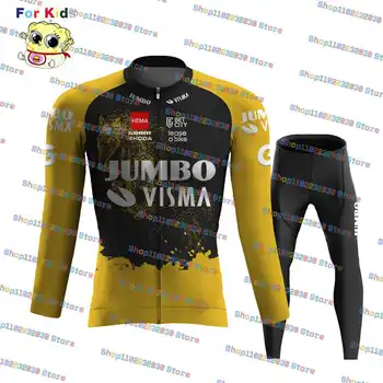 2023 Детские Трикотажные комплекты Jumbo Visma Light Horse для велоспорта, Детские Гоночные Майо с длинным рукавом, Быстросохнущая Велосипедная одежда Ciclismo