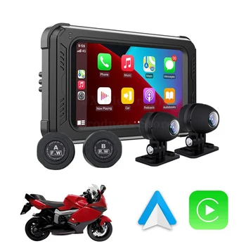 5-дюймовый монитор с GPS-экраном 3в1 Беспроводной Carplay Android Авторегистратор Камера Аудиозапись Монитор мотоцикла GPS Отслеживание