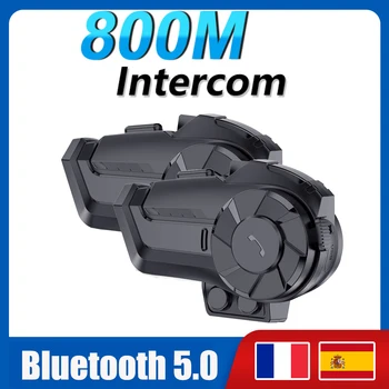 800 м Bluetooth Мотоциклетный шлем Гарнитура внутренней связи Водонепроницаемый Беспроводной Intercomunicador Moto Riders Коммуникатор для 2 Гонщиков