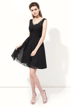 ANGELSBRIDEP 2 STORE Сексуальное Черное Короткое Вечернее Платье С V-образным Вырезом Robe De Soiree Из Высококачественного Шифона 2022 Модное Элегантное Платье