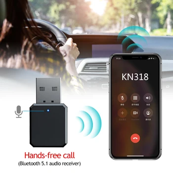 Bluetooth-совместимый Аудиоприемник 5.1 с Двойным Выходом AUX USB Стерео Автомобильный Громкой Связи Встроенный Микрофон Беспроводной Адаптер Mic