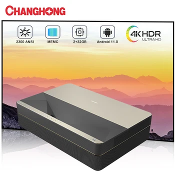 Changhong B8U лазерный 4K проектор со сверхкоротким фокусным расстоянием 2300АНСИ люмен домашний кинотеатр Android 11.0 Smart TV с 3D видеоиграми MEMC