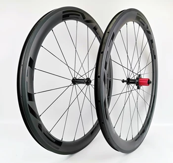 EVO яркие черные наклейки 700C Карбоновые колеса для шоссейного велосипеда глубиной 50 мм, шириной 25 мм, Решающая / Трубчатая велосипедная карбоновая колесная пара UD матовая