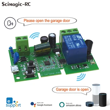 Ewelink Wifi Switch Smart 1CH Релейный модуль, самоблокирующийся RF 433 для открывания гаражных ворот, Работа с Alexa Google