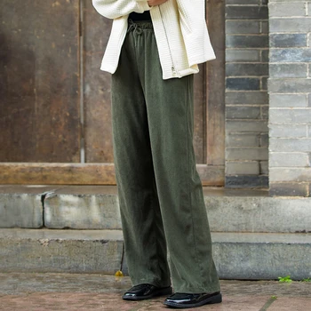 Johnature Женские вельветовые брюки в полоску, однотонные осенние эластичные брюки Wasit, 2023 Новые повседневные женские брюки