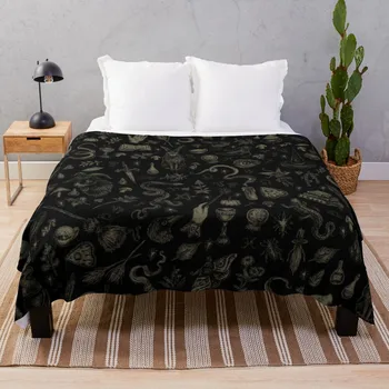 Just Witch Things (черный и бежевый) Плед с ворсом, Пушистые Одеяла, Движущееся одеяло, Одеяла для кровати, плед для кровати