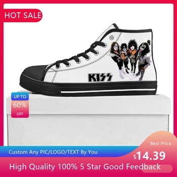 Kiss Heavy Metal Rock Band Модные Высококачественные кроссовки Мужские Женские подростковые парусиновые кроссовки Пара обуви на заказ