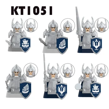 KT1051 Охрана Гондорского фонтана Средневековые рыцари-воины Строительные блоки Фигурки Куклы Модели игрушек Подарки для мальчиков