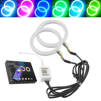 RGB LED Angel Eye Ring Приложение Для управления Bluetooth LED Мотоциклом Электромобилем DRL Фары 60 70 80 90 95 100 110 120 мм