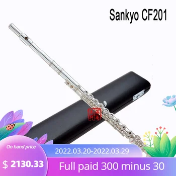 Sankyo CF201 Высококачественный новый музыкальный инструмент для флейты E-Key silver C Tune LOW B, играющий на флейте профессионального уровня