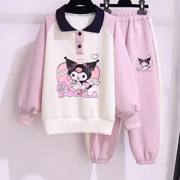 Sanrio hello kitty girls kuromi толстовка с капюшоном брючный костюм весна осень новая спортивная одежда Свитер детская куртка с длинными рукавами