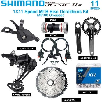 SHIMANO Deore M5100 Полный Комплект для Горного Велосипеда 1X11 Speed Groupset MT200 KMC X11 Chain Sunshine Cassette Костюм для Горного Велосипеда