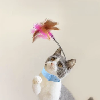 TPR Силиконовый Ошейник Cat's toy, Дразнящий Self-Hey Cat Stick Ошейник Для Домашних Животных С Колокольчиком Из Перьев