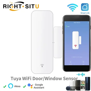 Tuya WiFi Дверной Датчик Умный Дом Охранная Сигнализация Защита SmartLife Дистанционное Управление Контактный Датчик Работа С Alexa Google Home