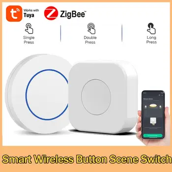 Tuya ZigBee Smart Scene Switch Беспроводные мини-переключатели с возможностью подключения к нескольким сценам Кнопка управления одним касанием Работает с Zigbee Gateway