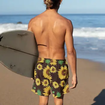 Абстрактные пляжные шорты с рисунком подсолнуха, пляжные короткие штаны, модные мужские плавки с милыми обычаями, большие размеры