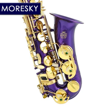 Альт-саксофон MORESKY фиолетовый ми-бемоль Eb золотые клавиши с футляром музыкальный инструмент MAS-106