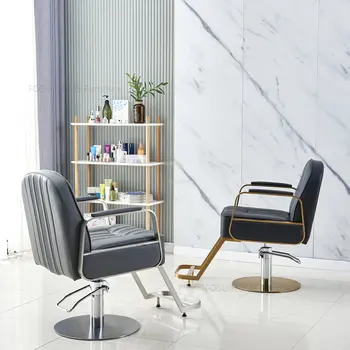 Американские парикмахерские кресла из нержавеющей стали, простое парикмахерское кресло, современная мебель для салона, кресло для стрижки волос, Подъемные вращающиеся кресла