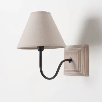 Американский стиль, сельский ретро простой настенный светильник из массива дерева, теплая прикроватная лампа для спальни, лампа для украшения стен в гостиной, столовой
