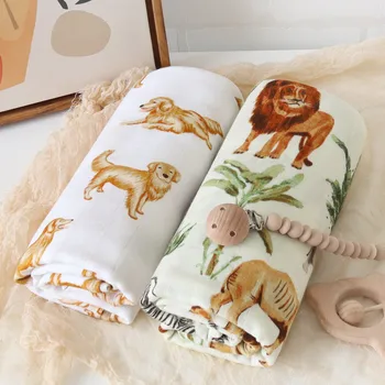 Бамбуковые муслиновые пеленальные одеяла для новорожденных, 2 слоя банного полотенца, Марлевая Пеленальная пленка для младенцев, Летняя кровать, чехол для коляски.