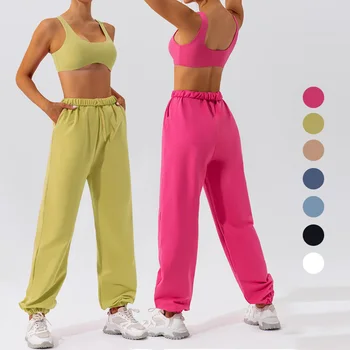 Бюстгальтер с логотипом Mermaid Curve Gym и тренировочные джоггеры для бега трусцой, комплект женских спортивных штанов для йоги из 2 частей