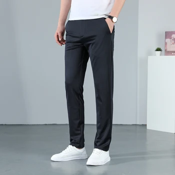 Весенне-летние мужские повседневные брюки Business Slim, маленькие Прямые брюки-стрейч, Корейские брюки Techwear Pantalones Hombre