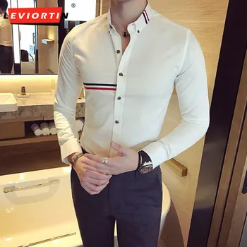 Весенняя новинка 2023, мужская рубашка с длинным рукавом, персонализированное украшение из красочной ленты, приталенная рубашка с длинным рукавом, рубашка для симпатичного мальчика