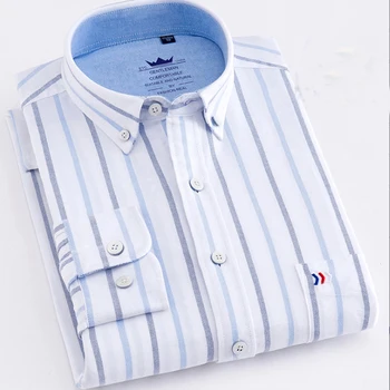Весна и осень 2023 Мужская хлопковая оксфордская рубашка с длинным рукавом без утюга, роскошная тонкая фарфоровая деловая повседневная