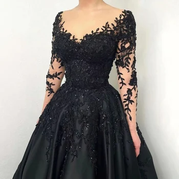 Вечерние платья Serene Hill Black A-Line в Дубае, платья 2023, расшитые бисером, роскошный атлас для женщин, свадебная вечеринка LA72357