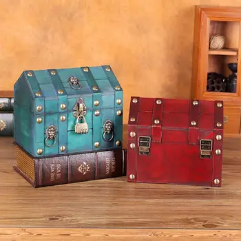 Винтажный ящик для хранения с замком, Деревянные ящики для хранения, ретро-органайзер ручной работы, шкатулка для украшений, украшение стола с сокровищами