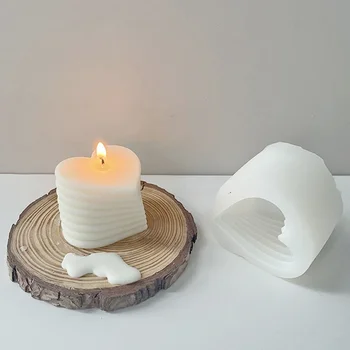 Вращающийся стек, форма для свечи в форме сердца, 3D свеча для ароматерапии в форме сердца, форма для мыла ручной работы, Гипсовая смола, форма для подарка на День Святого Валентина