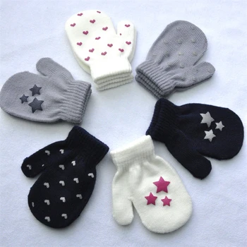 Вязаные перчатки-варежки, детские зимние перчатки, детские варежки для мальчиков и девочек, мягкие теплые перчатки с полными пальцами, детские варежки
