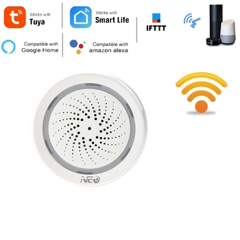 Датчик температуры и влажности, Wifi сирена, приложение Tuya Smart Life Работает с для ECHO Alexa Google Home IFTTT