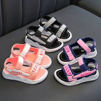 Детские летние спортивные сандалии, модная простая пляжная обувь с мягкой подошвой для мальчиков и девочек, удобная дышащая детская сандалия