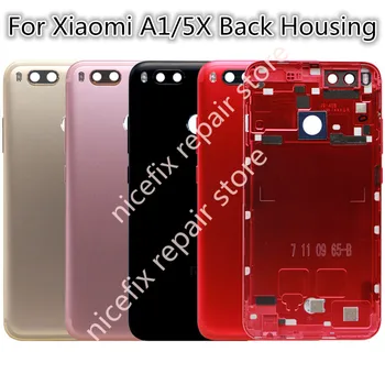 Для Xiaomi Mi A1 Задняя крышка аккумулятора для Xiaomi MiA1 Замена корпуса задней двери Запасные части Красный + Кнопка регулировки громкости питания