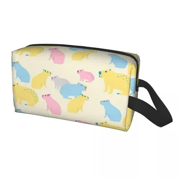 Дорожная сумка для туалетных принадлежностей с красочным рисунком Капибары, женская косметичка для макияжа с дикими животными Южной Америки, набор для хранения косметики