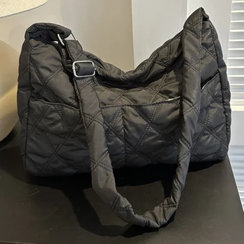 Женская пухлая сумка-тоут, стильные женские сумки через плечо большой емкости, сумка подмышками для ежедневного использования в офисе, однотонная сумка