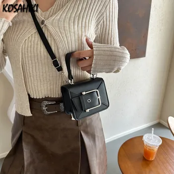 Женские модные простые сумки через плечо с ремнем, элегантная милая Мини-квадратная сумка Y2k, Корейский шикарный повседневный кошелек и сумочки