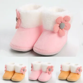 Зимние милые зимние ботинки принцессы для новорожденных девочек, флисовые теплые ботинки, обувь с модным принтом, нескользящие дышащие ботинки 겨울신발