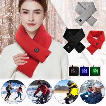 Зимний шарф с электрическим подогревом, обертывание шеи, USB-грелка для шеи, Регулировка 3 передач, Флисовый шарф, Езда на Велосипеде, Лыжи, кемпинг без блока питания