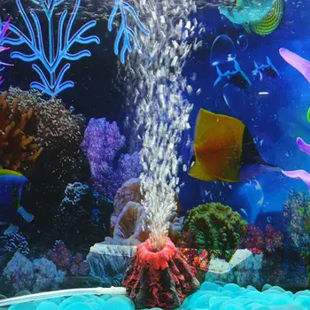 Имитация аквариума с орнаментом из смолы, имитация красных аквариумов с рыбками, Форма Вулкана, Воздушный пузырь, Каменный Кислородный насос, Декор для укрытия аквариумных рыбок и креветок