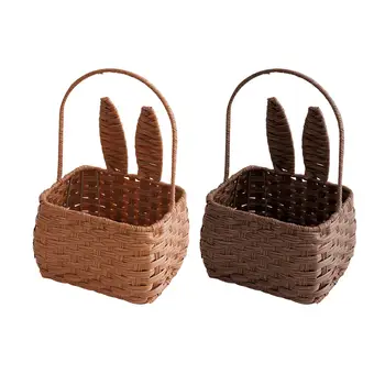 Корзина для пасхального кролика из ротанга Корзина для пикника Плетеные яйца ручной работы для хранения конфет