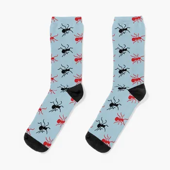 красные и черные Носки с графическим рисунком муравьев, Рождественский подарок, Забавные носки, Забавные носки, футбольные носки, женские носки, мужские